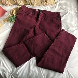 Mossimo Jeans Maroon Burgundy Jeans 12 Regular Skinny